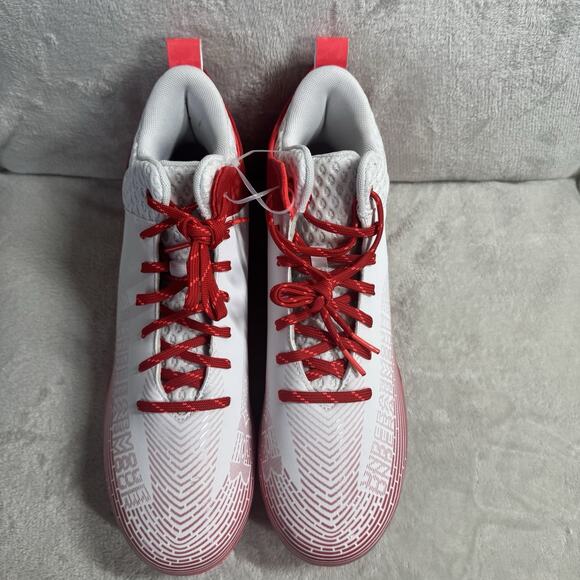 Under Armour NEW Football Cleats Mens Shoes 11.5 HAMMER 2 MC WHITE RED Logo main image 4